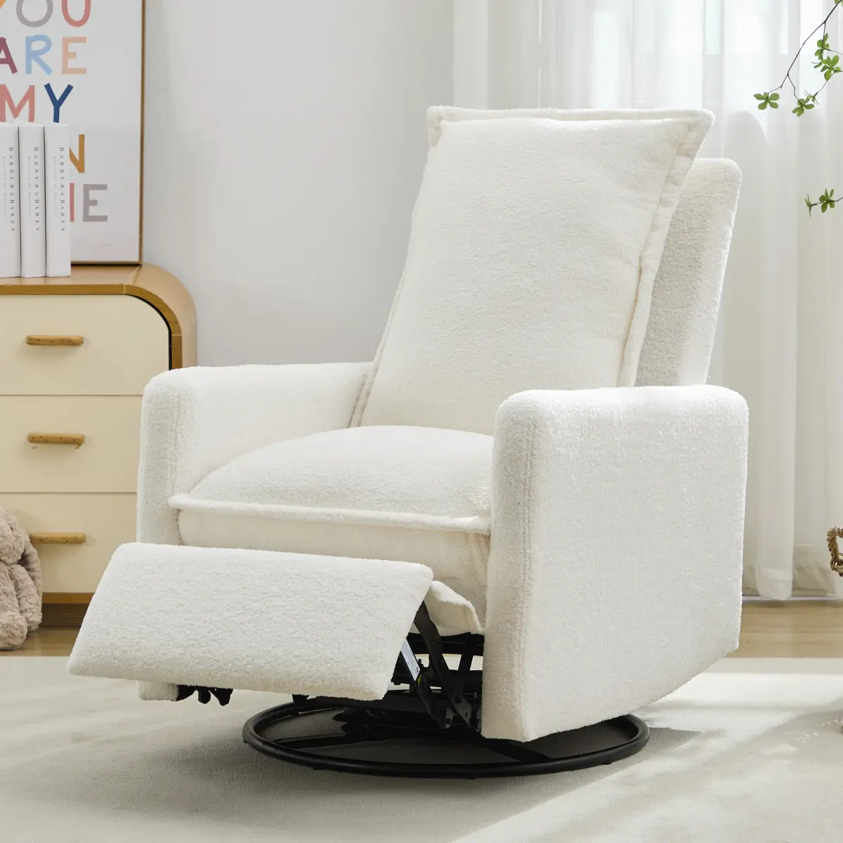[Fahuac] Modern Single Person Swivel Glider Rocking Chair, 350lb Capacity, Pocketed Spring Cushion, Tall Backrest, Easy Setup for Reading Nook