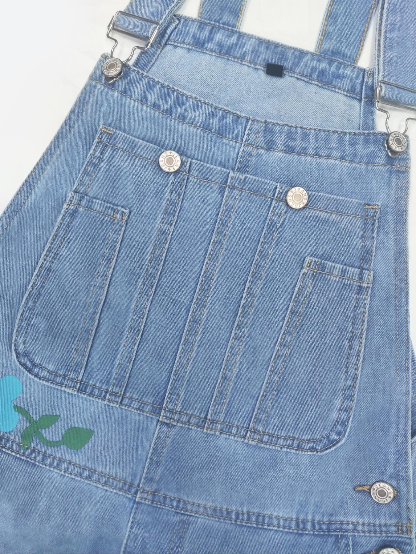 Women's Denim Jumpsuits in Spring, Summer and Autumn, Fit Comfortable and Loose Flower Design with Multiple Pockets, Trendy Street Casual Style, Suitable for Women's Daily Travel, Casual Sleeveless Overalls