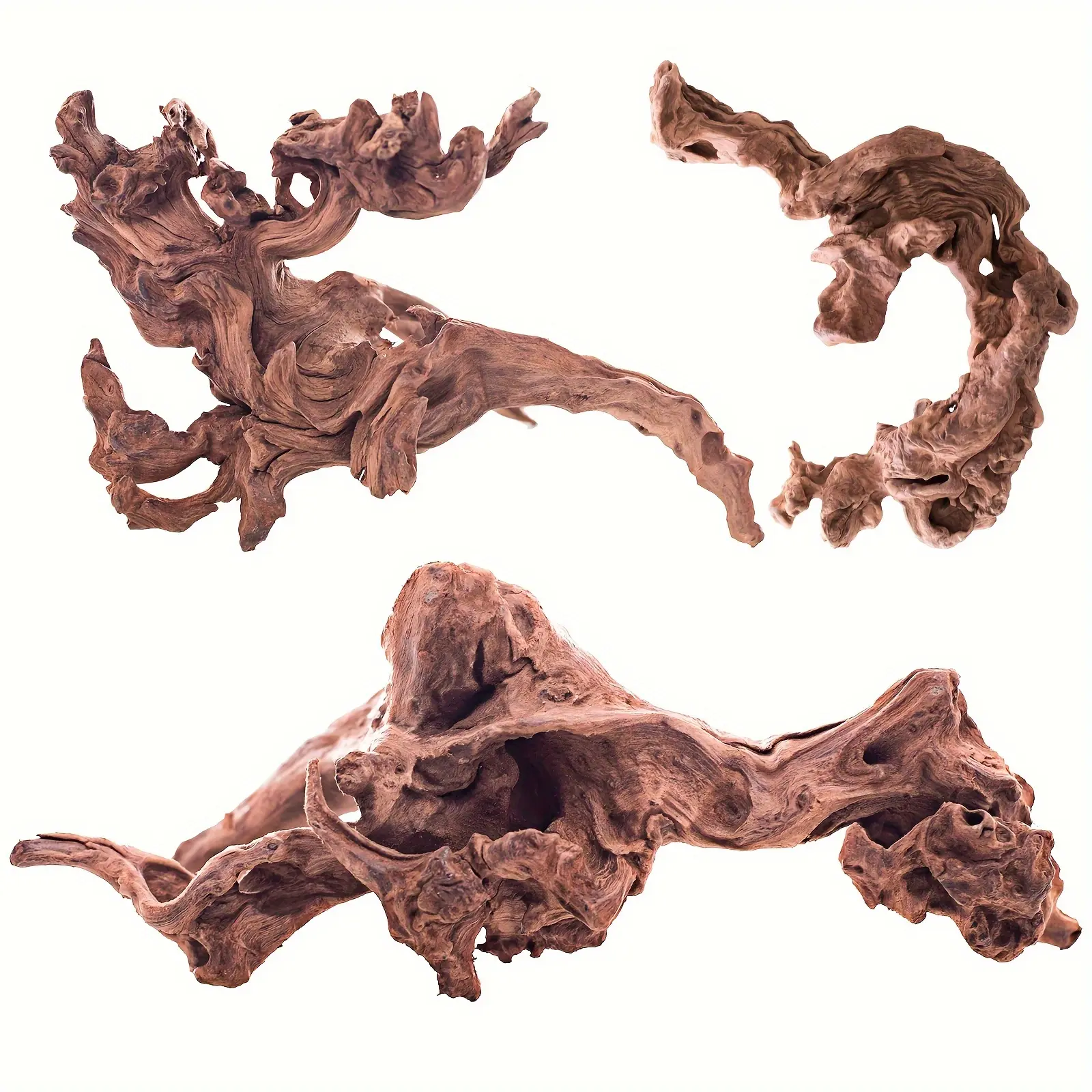 3pcs Natural Driftwood Aquarium Decor | 7-11 Inch Large Size Branches For Fish Tank, Reptile Additions, Wood Material