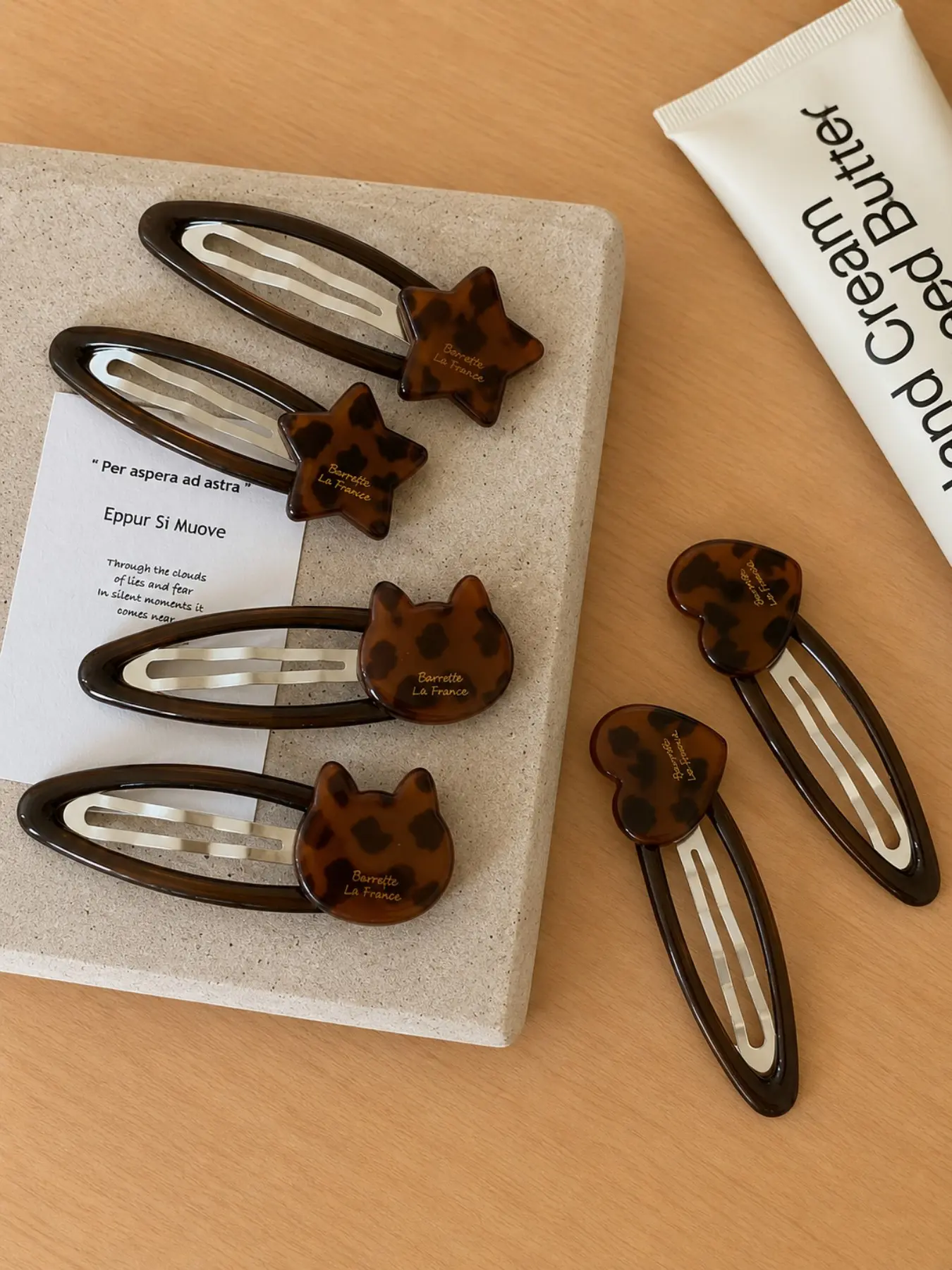 6PCS Tortoise Shell Hair Clips, Cute Heart Star Cat Snap Hair Barrettes, Acetate Style Hair Accessories, Vintage French Y2K Hair Clips for Women & Girls