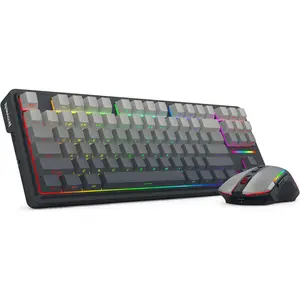 Mechanical Keyboard and  Combo, /2.4Ghz/USB-C Wired, RGB Backlit, TKL Creamy Gaming Keyboard with Hot Swappable Linear Switches + 12800 DPI Gamer