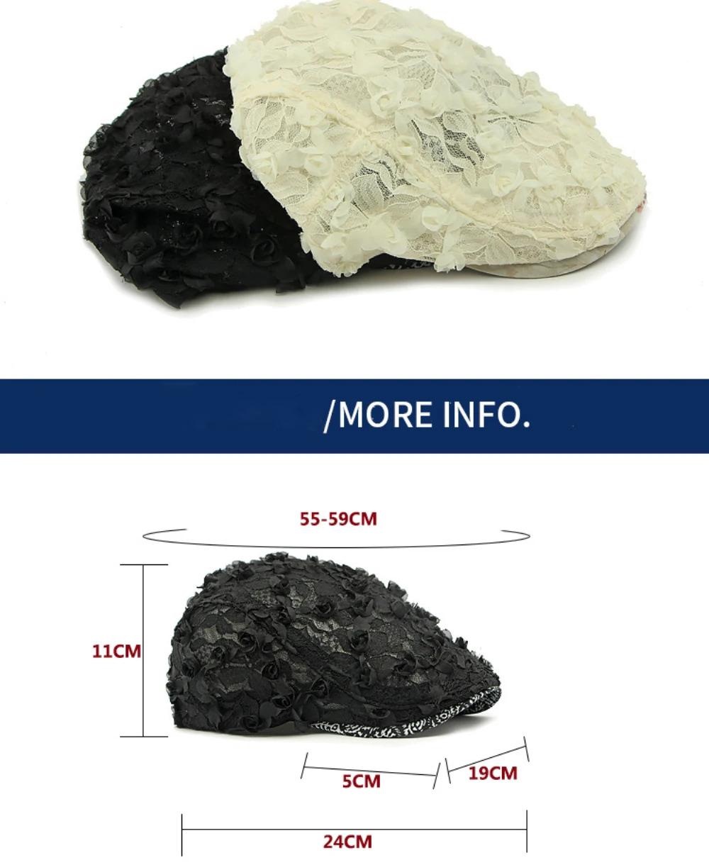 HT4784 Beret Cap Spring Summer Lace Mesh Cap Men Women Vintage Floral Artist Painter Beret Hat Male Female Ivy Flat Cap Berets