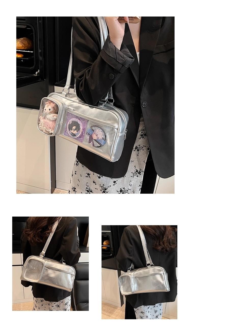 New Y2K Cute Ita Bag Large Capacity Fashion Shoulder Bag Lolita Girls Transparent Cosplay Underarm Bag DIY Badge Display Handbag