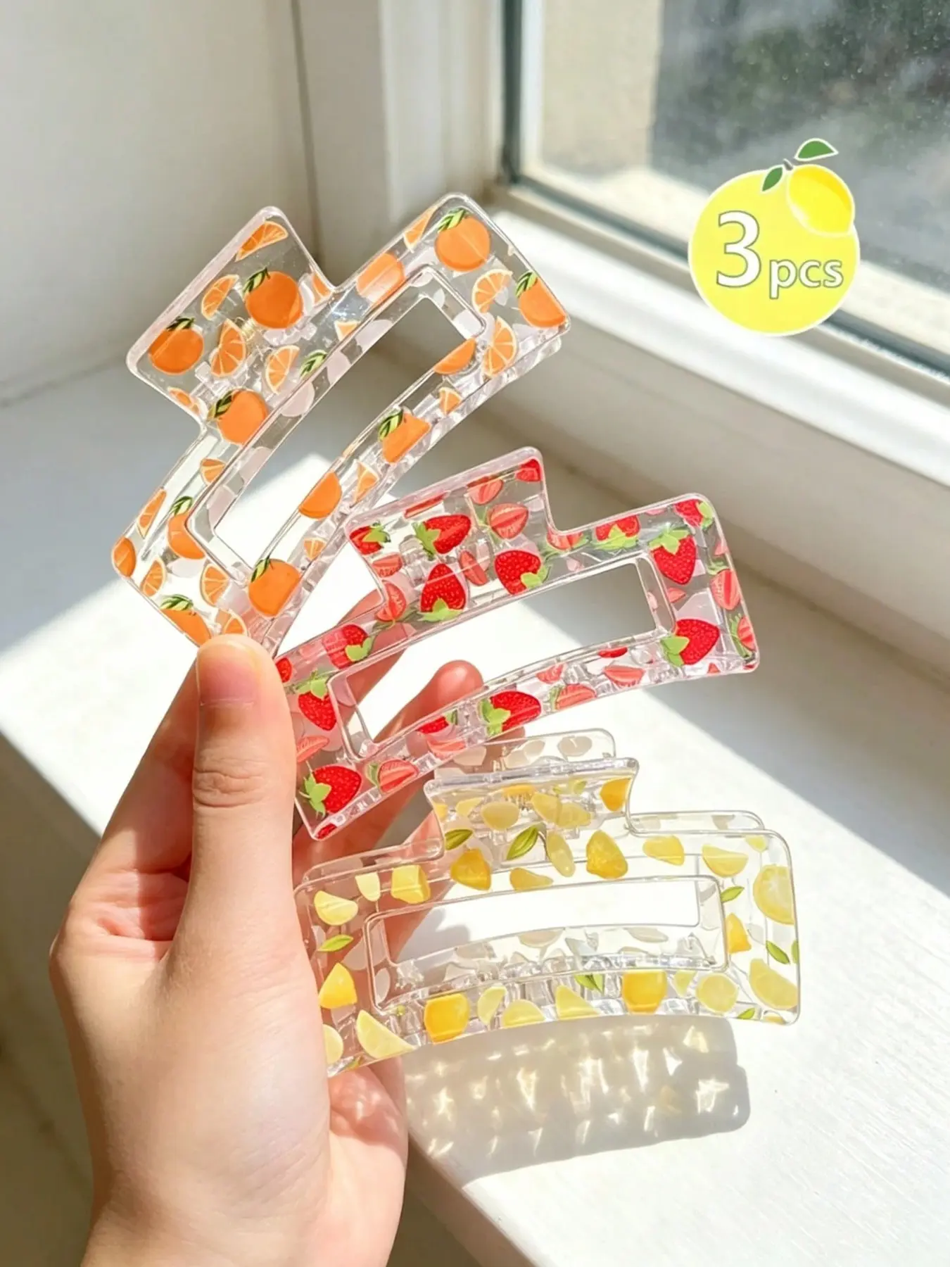 3pcs Sweet Fruit Women's Hair Claws, Cute Strawberry Hair Accessories, Small Fresh Patterns, Suitable for Half Tie Hair, Parties, Campus, Gifts, Daily Casual Hair Accessories