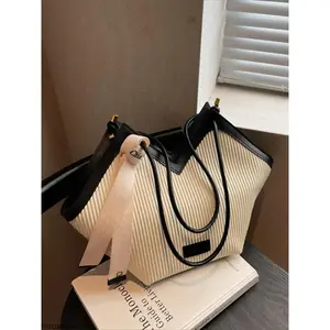 Patched Design PU Tote Bag, Casual Large Capacity Shoulder Bag, Versatile Everyday Commuting Satchel For Women
