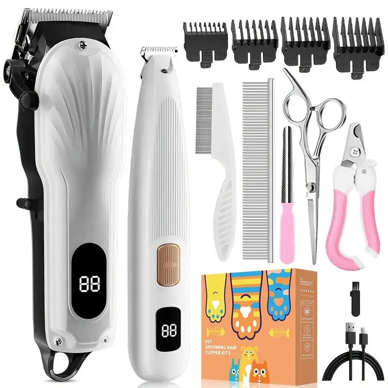 Kalhela Pet Electric Clipper for Cats and Dogs, Professional Cordless Grooming Tool, Hair Trimmer for Large Dogs, Long-Haired Cats, Horses, Alpacas