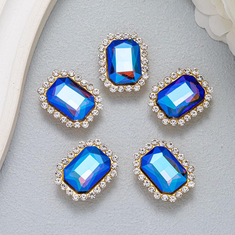 Adhesive DIY hand-sewn rectangular double-layer bow hardware for Crocs shoes and bags accessories