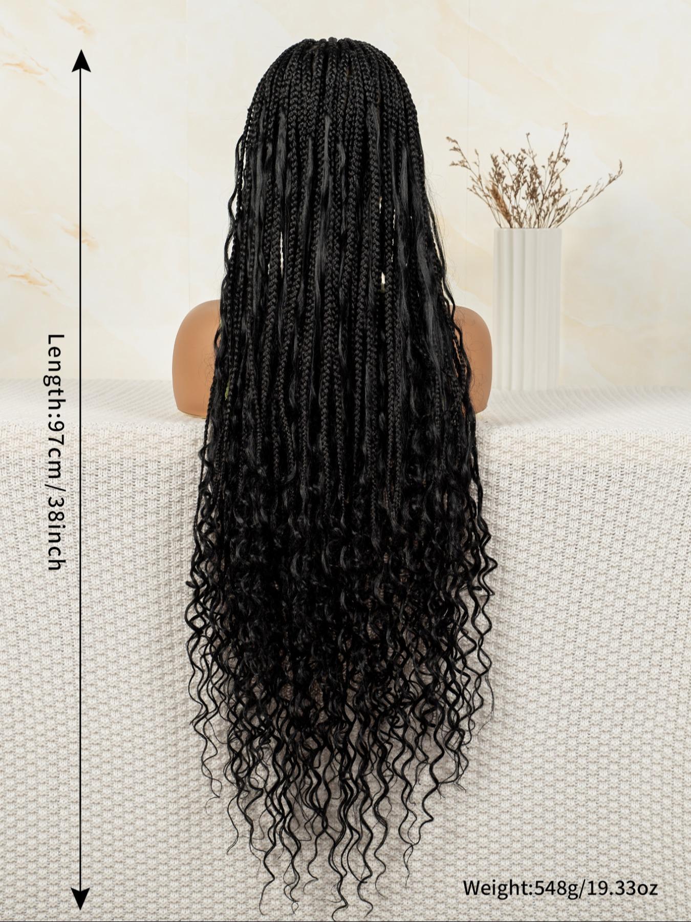 Long Curly Wigs, Wigs for Women, Gorgeous Fluffy Wigs with Baby Hair Bangs, Synthetic Braided Lace Wigs for Party, Daily Use