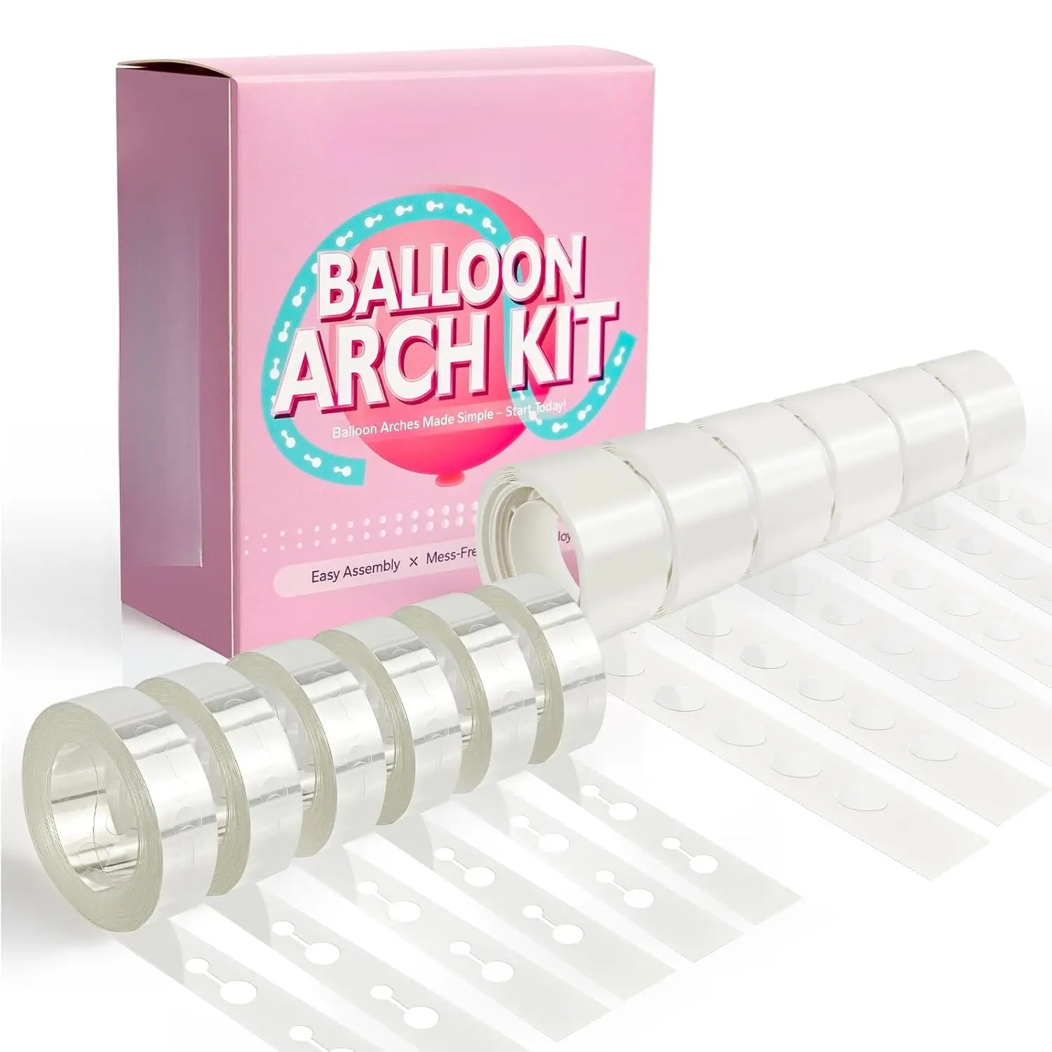 Balloon Arch Kit, 98.4ft Balloon Decorating Garland Tape Strips and 600pcs Glue Point Dot Stickers for Wedding Birthday Shower Party Decorations