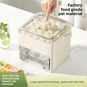 Silicone Ice Cube Tray Food Grade Refrigerator Storage Ice Box Press Type Drawer Ice Mold Portable Freezer Ice Maker for Drinks Cocktails Parties