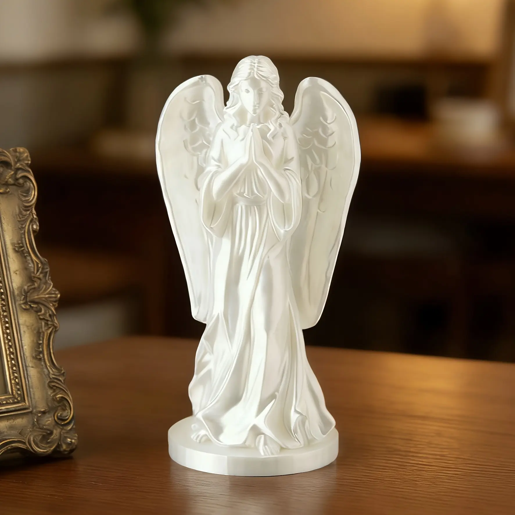3D Printed Prayer Angel Ornament：Vintage Gentle Home Desktop Decor  Ideal for Believers Memorial Gift Healing Atmosphere Statue
