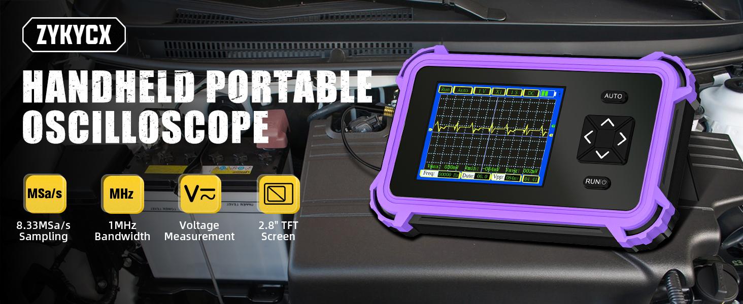 Oscilloscope, 2.8" TFT Oscilloscope, 1MHz Bandwidth, 8.33MSa/s Sampling Rate, Auto/Normal/Single Trigger Modes, for Home & Automotive Use