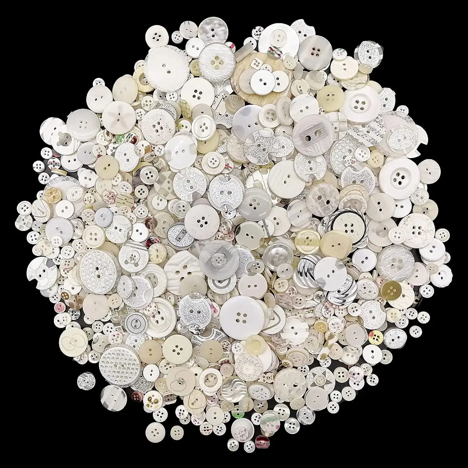 600-700Pcs White Shell Buttons Bulk Pack, Multi-Size Buttons for Crafting DIY Projects & Craft Decor, Sohochic Home Supplies