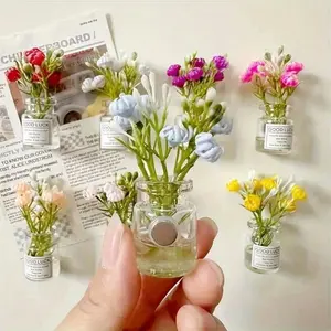 8 Piece Mini Glow-In-The-Dark Flower Vase Magnets, Cute 3D Refrigerator Magnets, Fun Kitchen Decor, Holiday Gifts