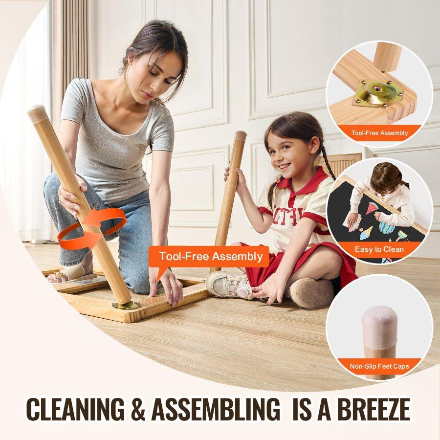 VEVOR Sensory Table for Toddlers, Kids Activity Table with 3 Foldable Storage Bins Double-Sided Board, Indoor/Outdoor Play Sand and Water Table, Wooden Kids Sensory Table for Drawing Studying Dining