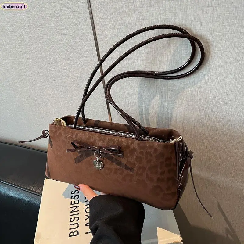 Women's Soft Faux Leather Bow Accent Underarm Shoulder Bag - Coquette Y2K Aesthetic Handbag for Women, Underarm Carry, Lightweight Everyday Purse, Textured Crossbody Purses for Work & College Commute