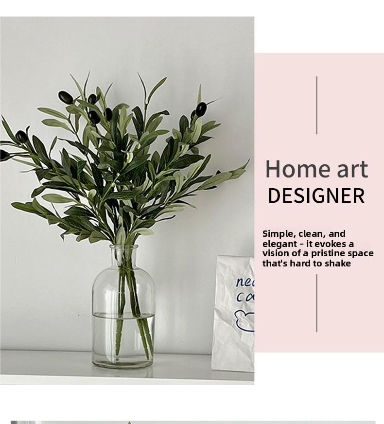 4-pronged artificial olive leaf, artificial green plant with fruit, olive branch, green tree branch