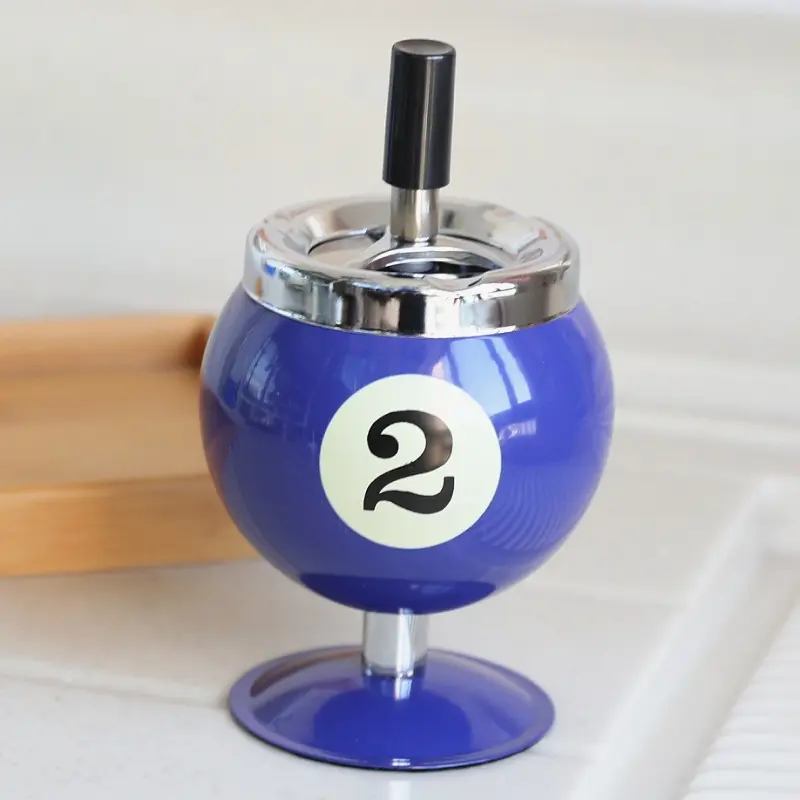 Sell creative billiards metal ashtray with cover smoke cup anti-fly ash office billiard decorative smoke Billiard Accessories Decoration Billiard Equipment