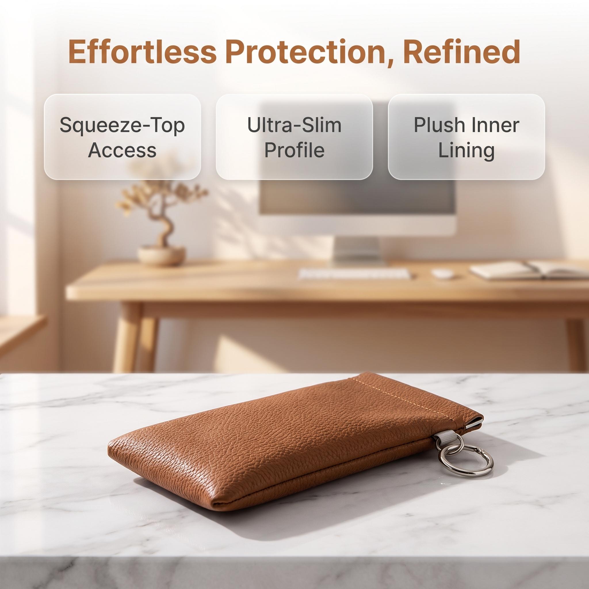 2 PCS Soft PU Leather Sunglasses Pouch with Elastic Opening, Portable Anti-Scratch Eyeglasses Storage Bag, Built-in Cleaning Cloth & Keychain Included, Minimalist Lightweight Protective Sleeve, Daily Travel Outdoor Eyewear Accessories for Women & Men-MM1