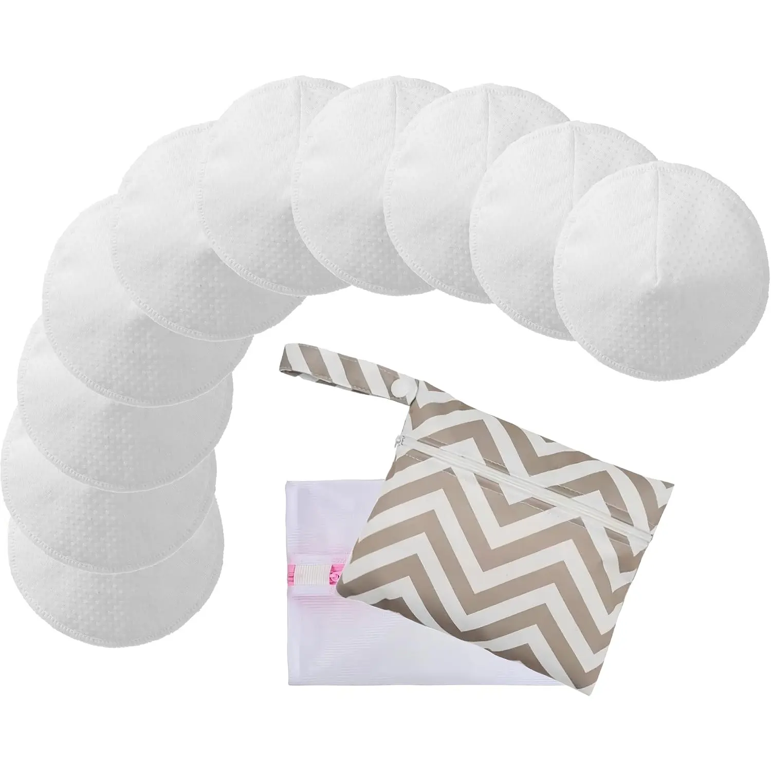 10-Pack Reusable Nursing Pads with Washing Bags - Bamboo Viscose Breastfeeding Pads, Washable Organic Maternity Nipple Pads, 3-Layer Anti-Slip Design, Size L 4.72"(Gift)