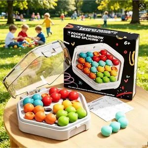 Pocket Rainbow Magic Bead Puzzle Game, Portable Educational Toy, Color Matching Logic, Focus Training, Space Thinking, Ages 6+