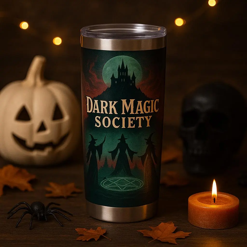 Dark Magic Society Stainless Steel Tumbler, 20oz - Witchy Drinkware for Halloween, Spooky Gifts, Halloween Decor, Potion Mug Bottle Water Bottles