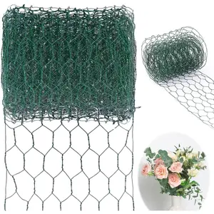 Chicken Wire for Floral Arrangements, 4 x 118 Inch Green Chicken Wire Mesh, Netting Hexagonal Iron Chicken Wires Fence, Galvanized Floral Wire for Crafts Wreaths Garden Poultry