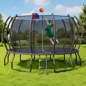 [Fathersdaygift] AMERLIFE Outdoor Trampoline with Enclosure Net and Ladder, Recreational Trampolines for Kids and Adults, Quick Connect Frame, ASTM Approval-16FT Ships in 2 Boxes/Best Gift Ideas/Christmas Gifts