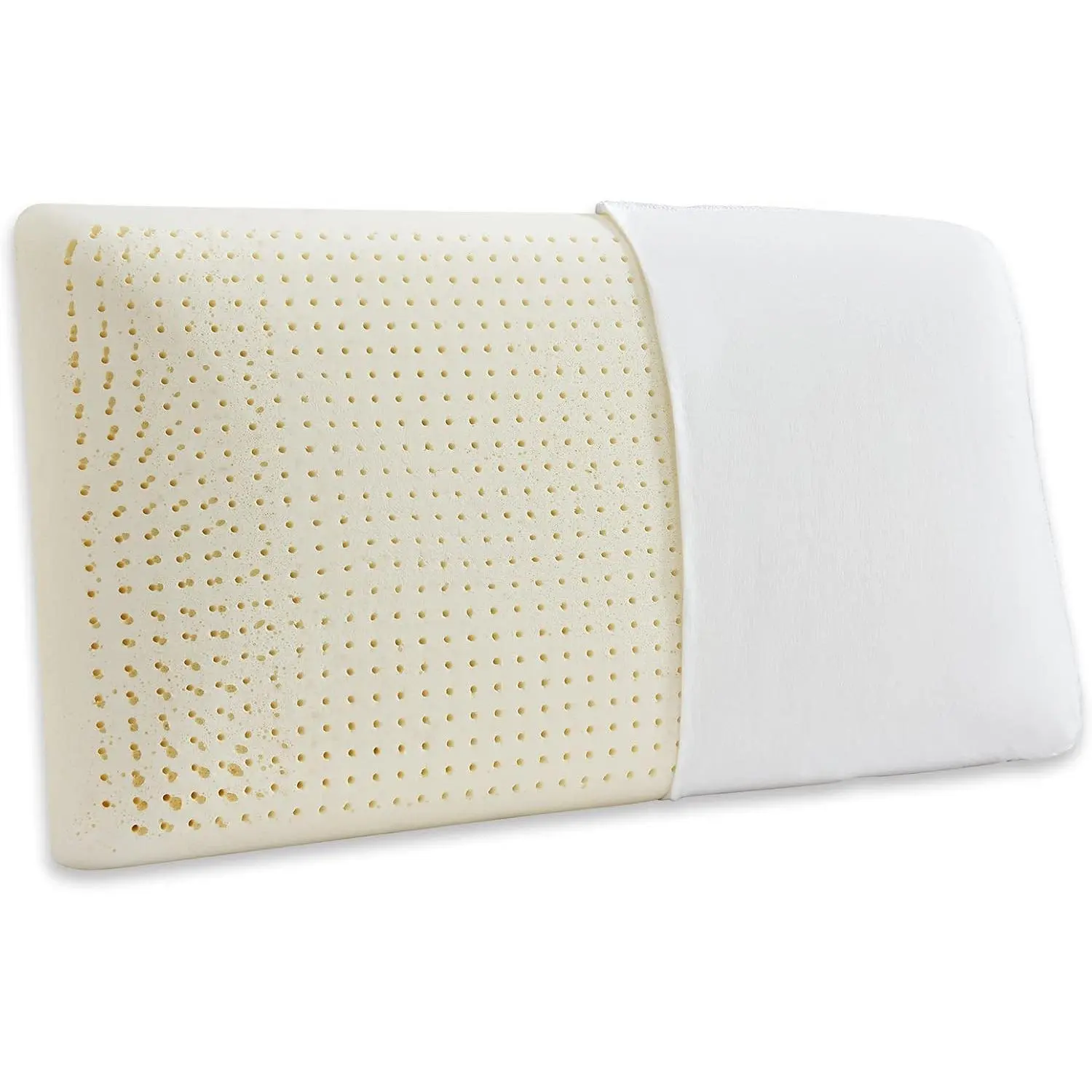 100% Natural Talalay Latex Sleeping Bed Pillow - Luxury Soft Queen Size Pillow for Side, Back, and Stomach Sleepers - Removable Breathable Cotton Cover (Queen Size)