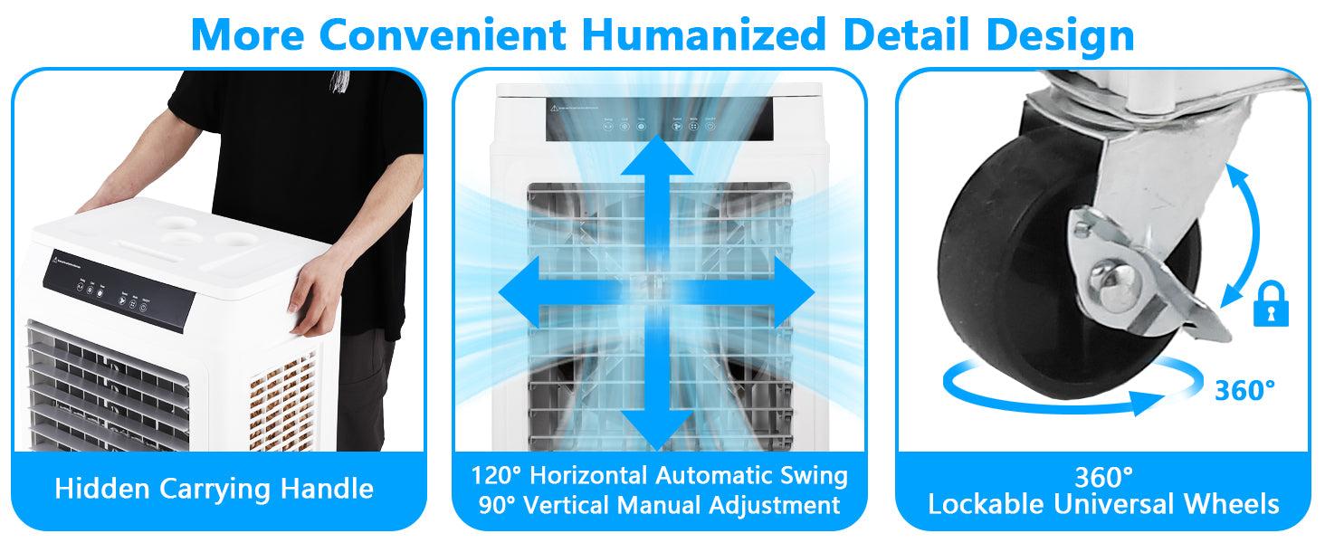 【GARVEE】Evaporative Air Cooler, GARVEE 3000CFM Swamp Cooler With Remote Control and 12H Timer, 4 Ice Packs, 3 Modes & Wind Speeds for Outdoor Indoor Use, 10.3 Gallon