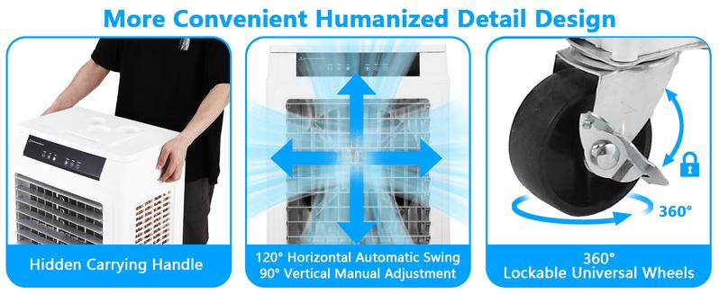 【GARVEE】Evaporative Air Cooler, GARVEE 3000CFM Swamp Cooler With Remote Control and 12H Timer, 4 Ice Packs, 3 Modes & Wind Speeds for Outdoor Indoor Use, 10.3 Gallon