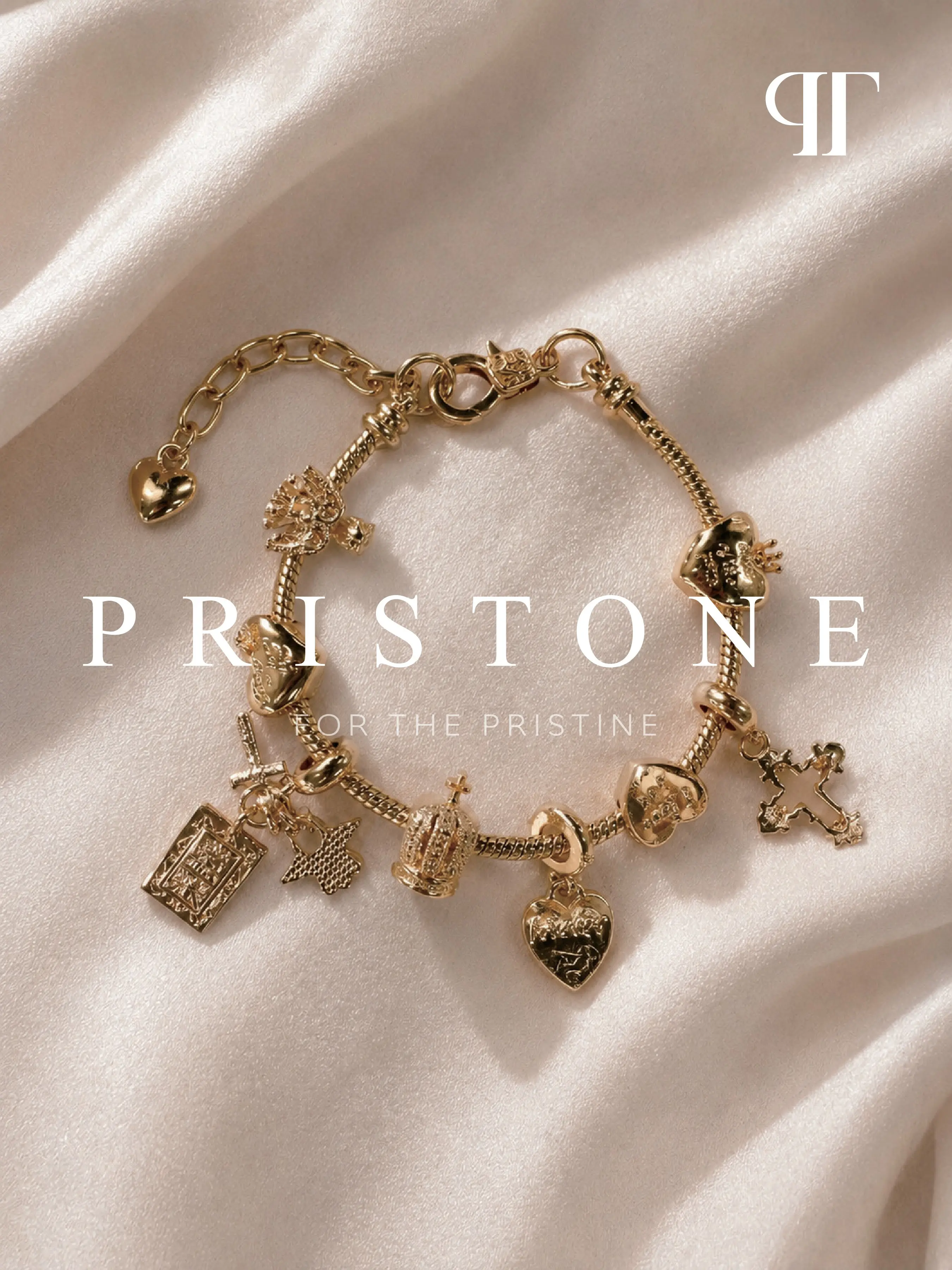 Blessing Pendant Bracelet, Heart Cross Star Crown Multi-Pendant, Vintage Unique Personality Wrist Jewelry, Fashion Accessory