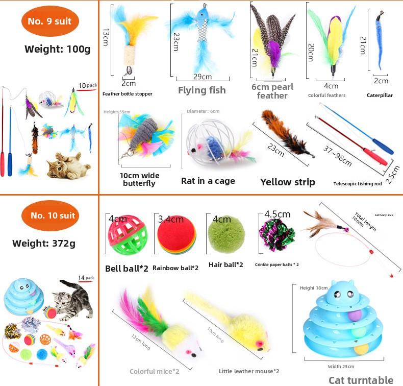 Interactive 21Pcs Cat Toys Kit Collapsible Cat Tunnel Feather Wand Plush Mouse Variety Pack for Indoor Cats Rechargeable Livestock Prod with Flexible Shaft pet stuff dog pepper spray dog bugs detector reverse slow feeder shaped harness silicone k9