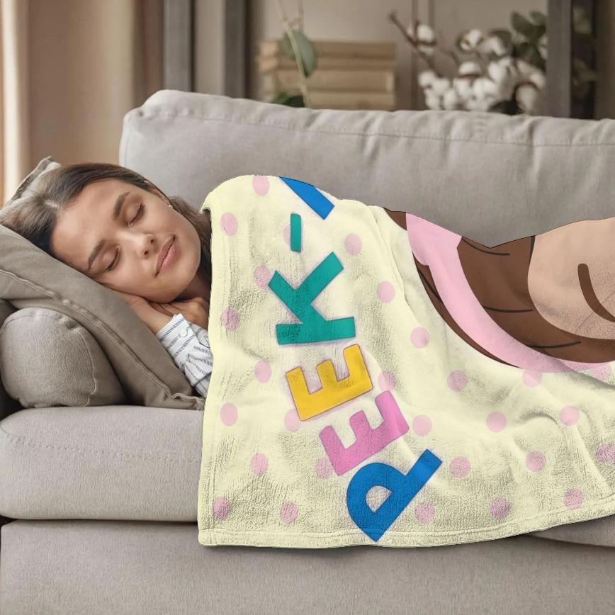 Rachel Peek-A-Boo Creative Design Flannel Blanket Artistic Style Machine Washable Super Soft Throw for Kids Adults Bed Sofa Birthday Gift
