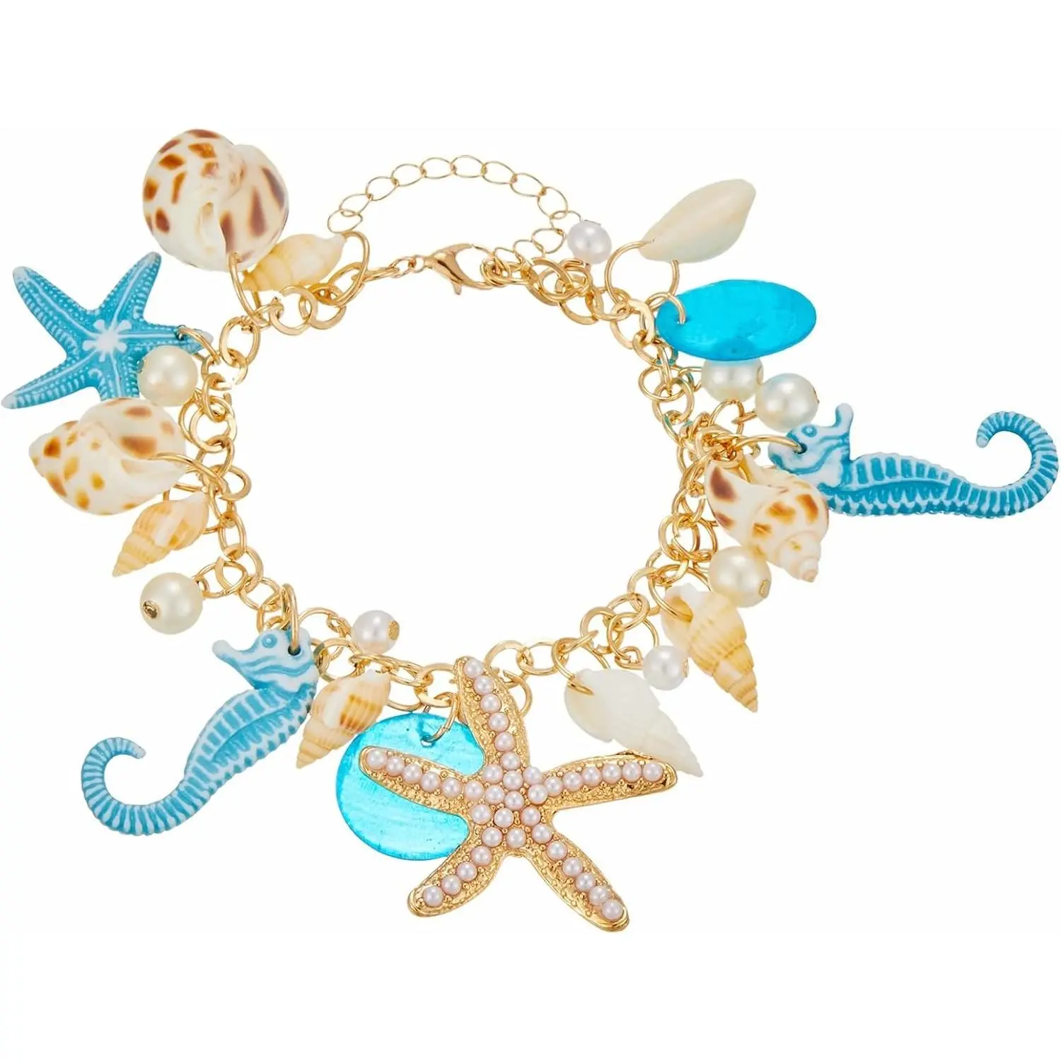 Starfish Seashell  Bracelets for Women  Plated Bohemian  Sea Shell Couch Beads Adjustable Chain Anklet Bracelets Hawaiian Beach Holiday  Costume  Gifts
