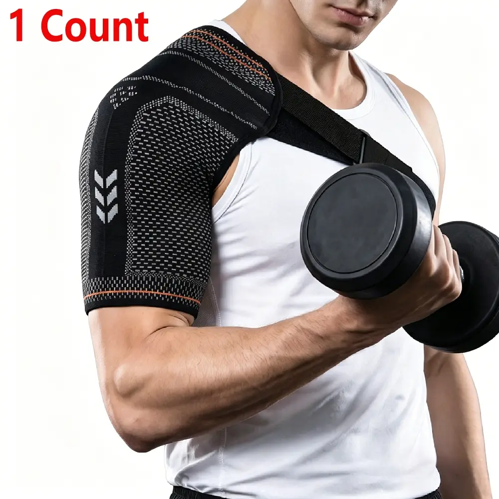 1PCS Shoulder Stability Brace for Men & Women, Adjustable Knitted Compression Shoulder Sleeve, Breathable Shoulder Support, Fits Left & Right Shoulder for Basketball, Running, Gym, Cycling, Volleyball, Tennis & Daily Sports