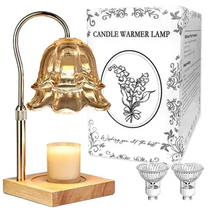 Gold Floral Candle Warmer Lamp with Timer and Height Adjustable Long Lasting, Safe No Flame Operation That Ensures Years of Reliable Use