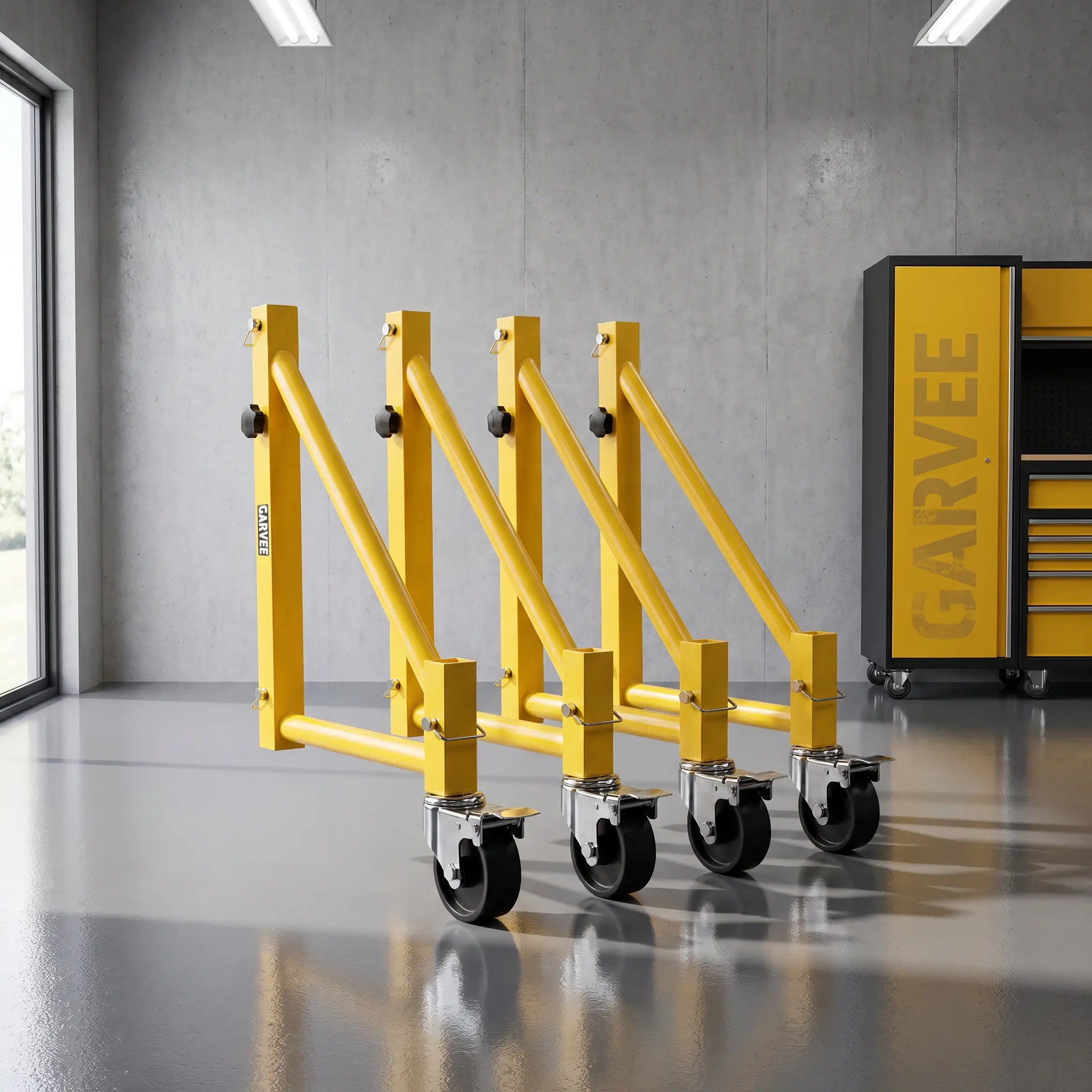 OP-Baker-Style Scaffold Outrigger Stabilizer Legs Kit, 4-Pack - Heavy-Duty - 5 in Casters - 1000 lb Total Capacity - Jobsite Scaffolding Accessory