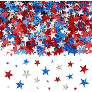 Glitter 4th of July Star Confetti, Red White Blue Star Sprinkles Independence Day Scatter Confetti Patriotic Table Centerpiece for Fourth of July Memorial Day American Party Decorations
