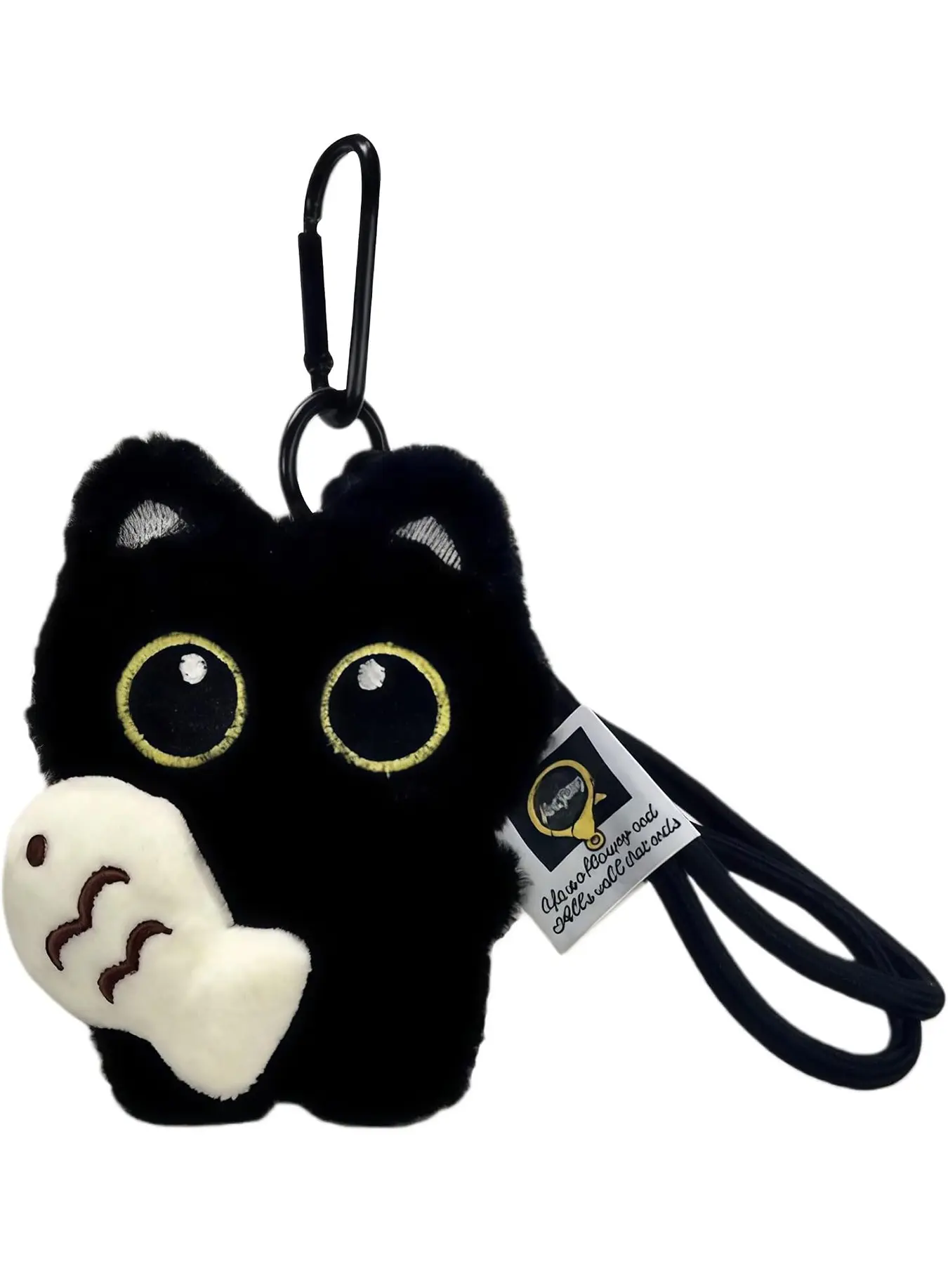Super Cute Funny Big Eyes Black Cat Lucky Kitty Theme Keychain Good Luck Siamese Key Chain Ring Bag Pendant