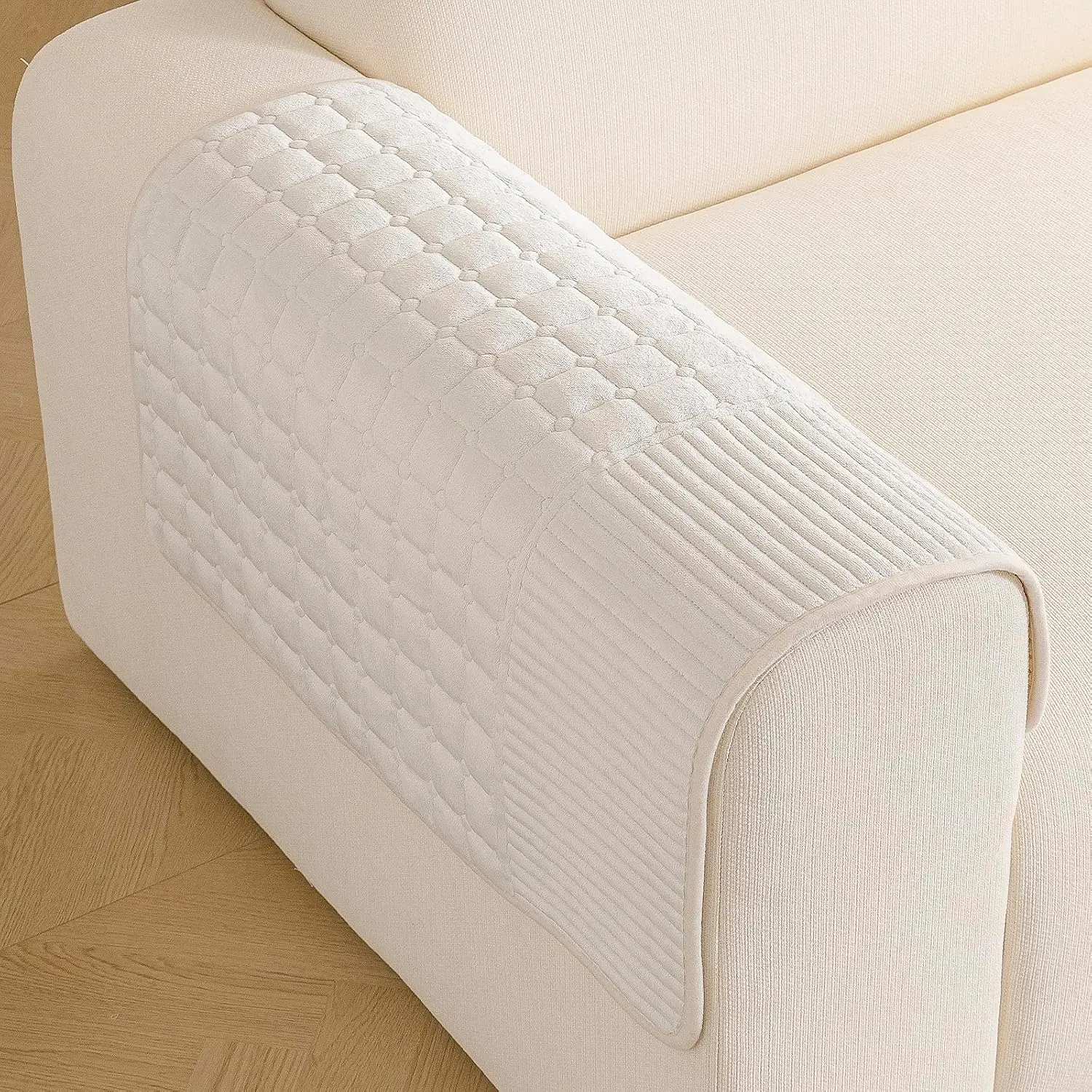 Sectional  Couch Covers, Sofa Covers Washable for Armrest&Backrest,  Couch Cover for Sofas, Funny Fuzzy Sofa Cover for Pets Washable, Sofas Slipcovers for Living Room(1PC,White,27.6"x27.6")
