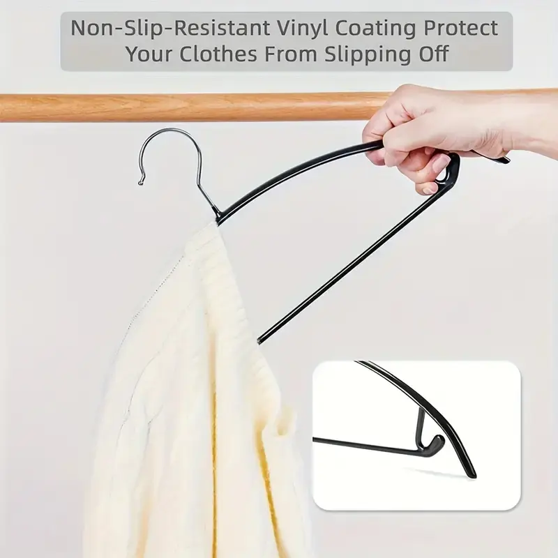 10 Piece Anti-Slip Metal Clothes Hangers, Scratch-Resistant Design, with Hooks, Safe Storage for Suits, Coats, Sweaters
