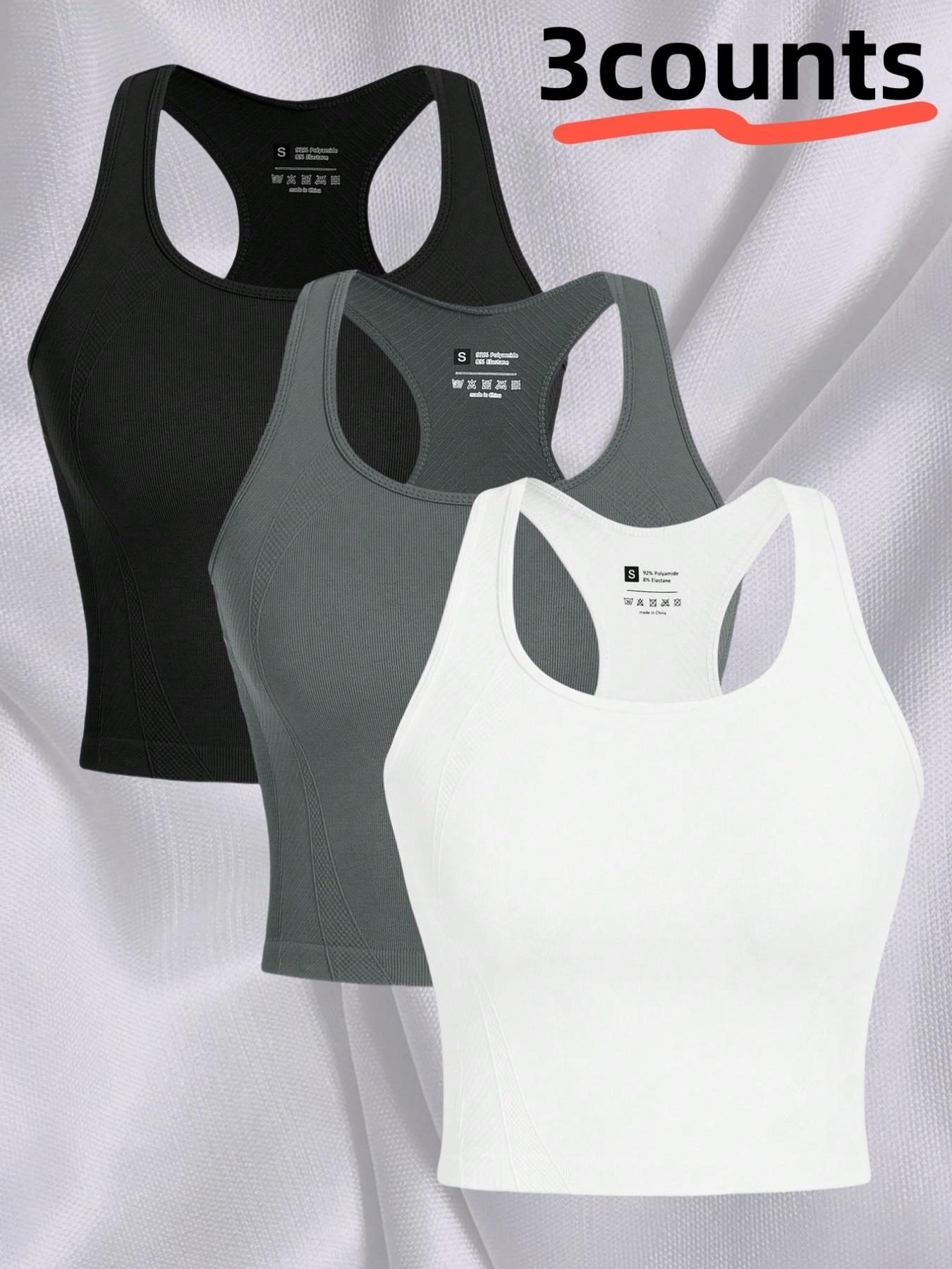 3-piece Women's Outdoor Sports Tank Tops, Sleeveless Sports Wear for Running, Yoga and Fitness