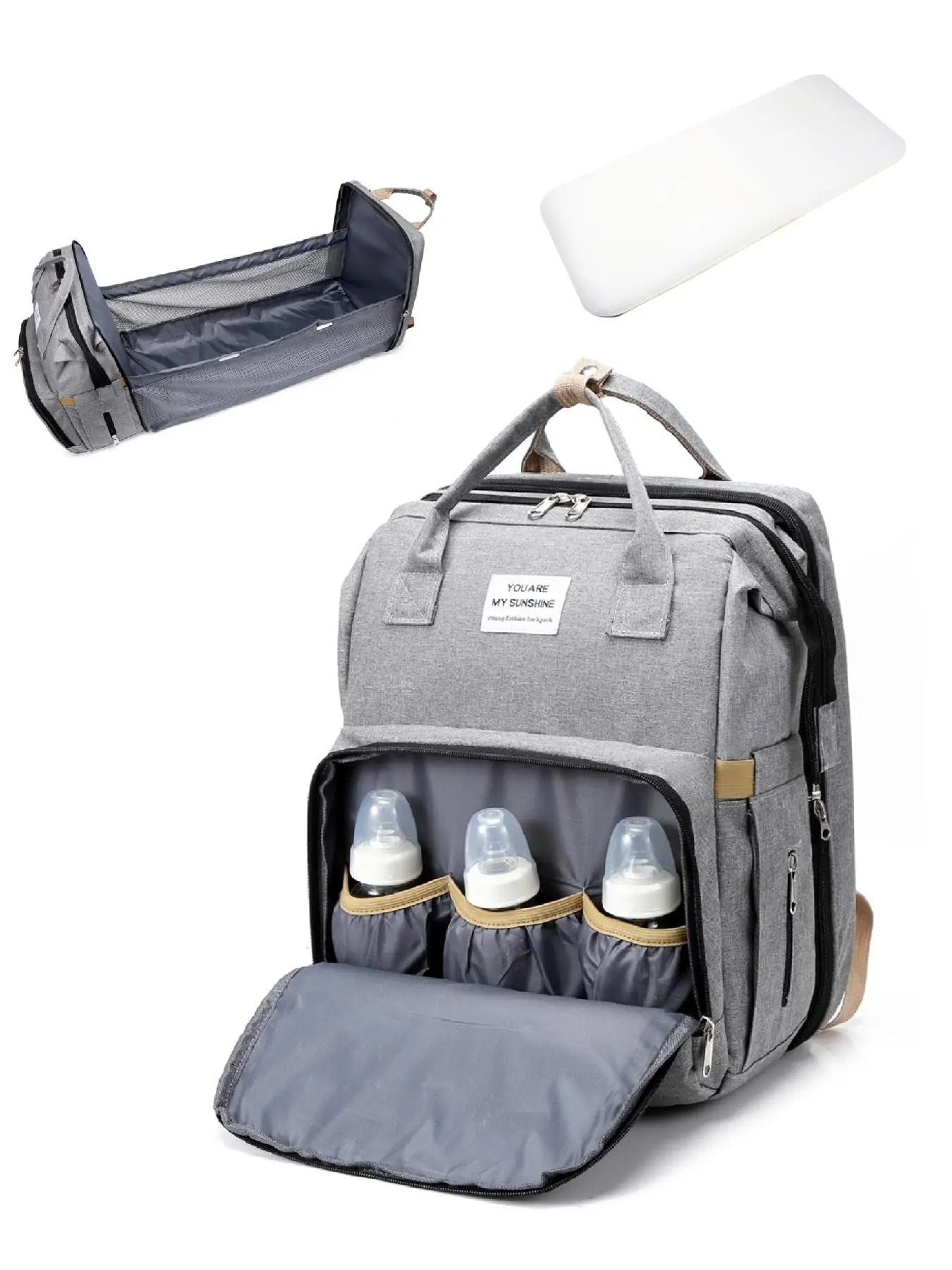 Casual Plain Color Large Capacity Zipper Backpack, Fashion Multi-functional Adjustable Strap Backpack for Women & Men, Multifunction Backpack