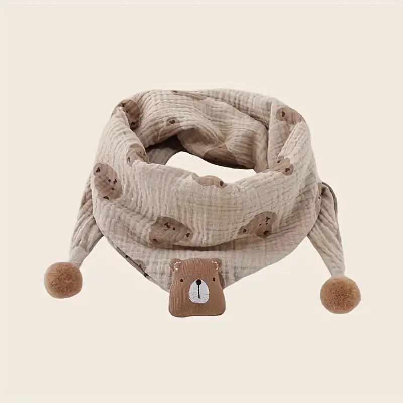 1pc ' Scarf, Four Seasons, Bear Logo, Cute Cartoon Casual Fashion Scarf for Boys and Girls, Suitable for Outdoor Play, Walking, and Travel