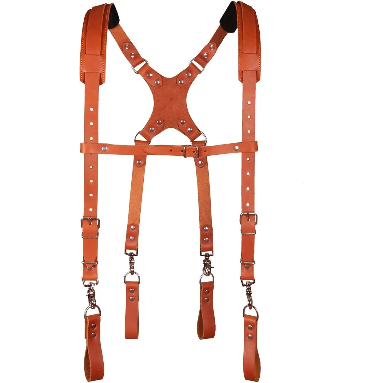 Leather Tool Belt Suspenders Stronghold Suspension System for Tool Carrying - Fully Adjustable, Comfortable Padded, Metal Loops (Home Improvement Work Safety Equipment)