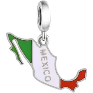 BSFJTY Flag Charms All Countries, 925 Sterling Silver Charms for Bracelets and Necklaces, National Flag Map Series Pendant Jewelry Travel Memorial Gift