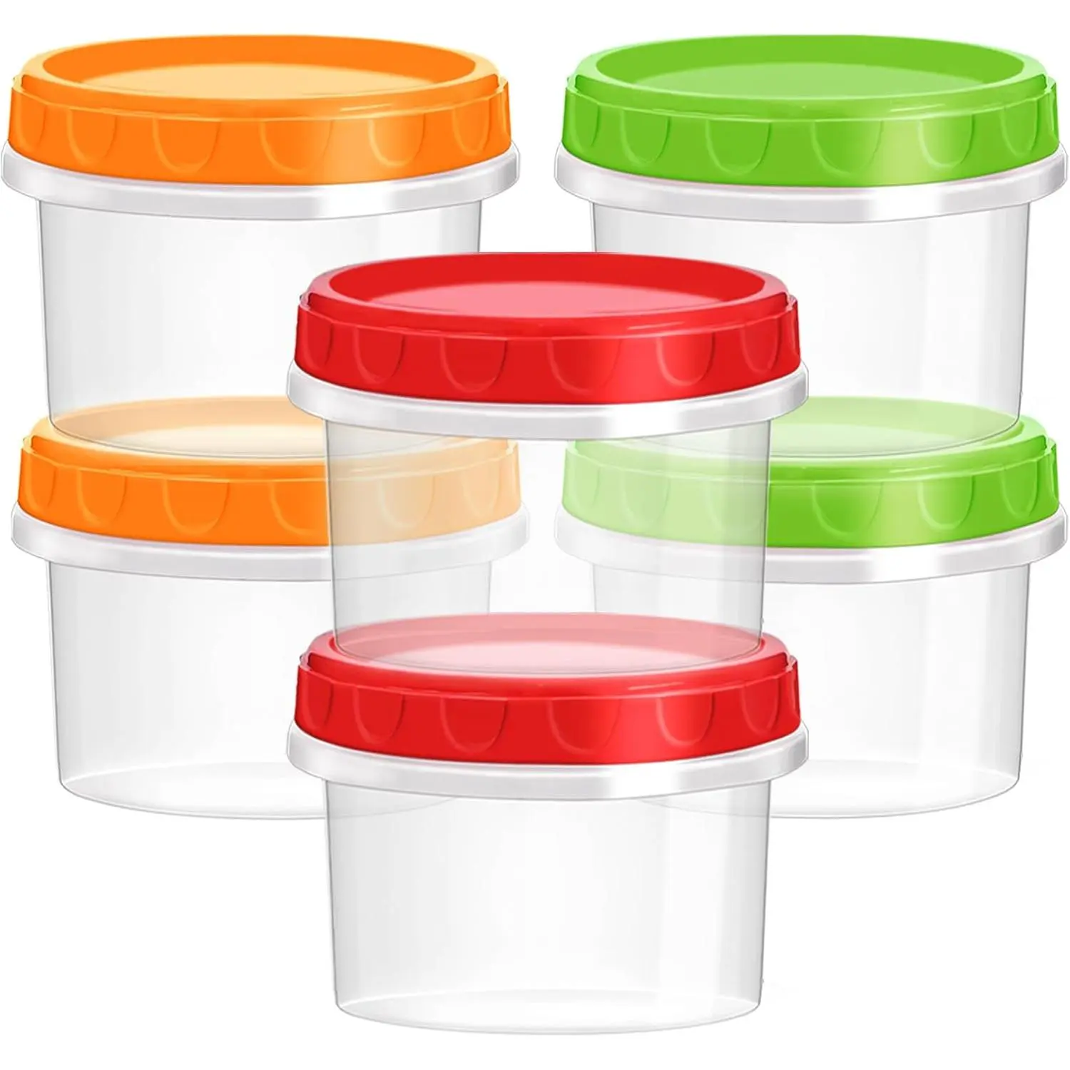 8 oz Small Plastic Freezer Containers, 6 count, Multicolor |   Storage Containers with Twist , , Leakproof & Airtight, Freezer Safe, Dishwasher Safe