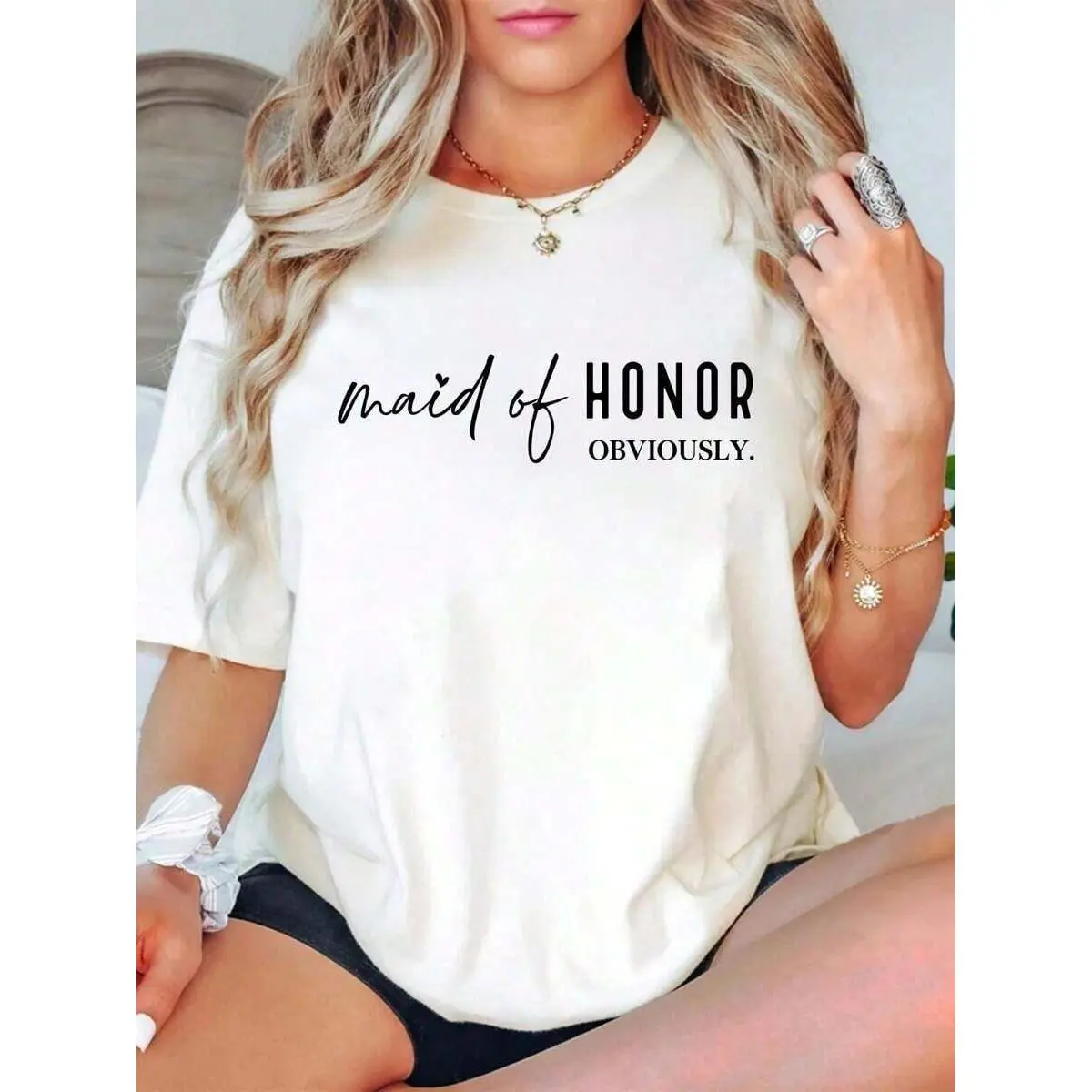 Oversized Style For Women, Maid Of Honor Tee, Maid Of Honor Obviously, Bridesmaid Gift, Bridesmaid Tshirt, Bridesmaid, Bridal Gifts, Wedding Gift, Wedding Shirt, Loose Type Shirt For Women, Perfect For Holiday Parties Or Gift Giving, Soft And Comfortable