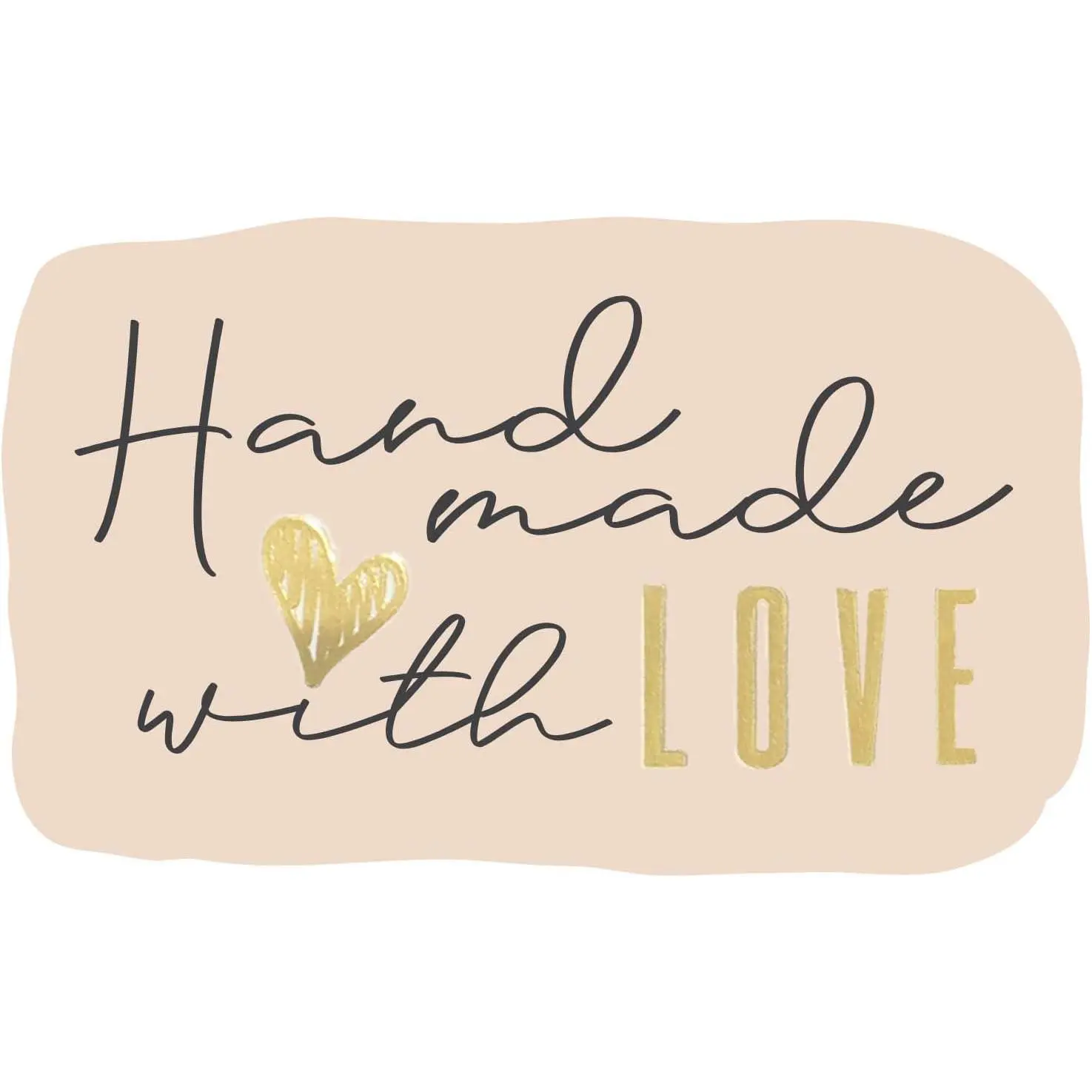 300  with Love Stickers in Sheets | 1.75" x 2.75" Special Cut Size | Typical Shape Design with  Foil and Light Peach Background | Highly Recommended for Small Business Owners (1 Pack)